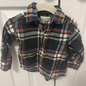 Children’s place dark green multicolor plaid flannel baby boys size 12 months